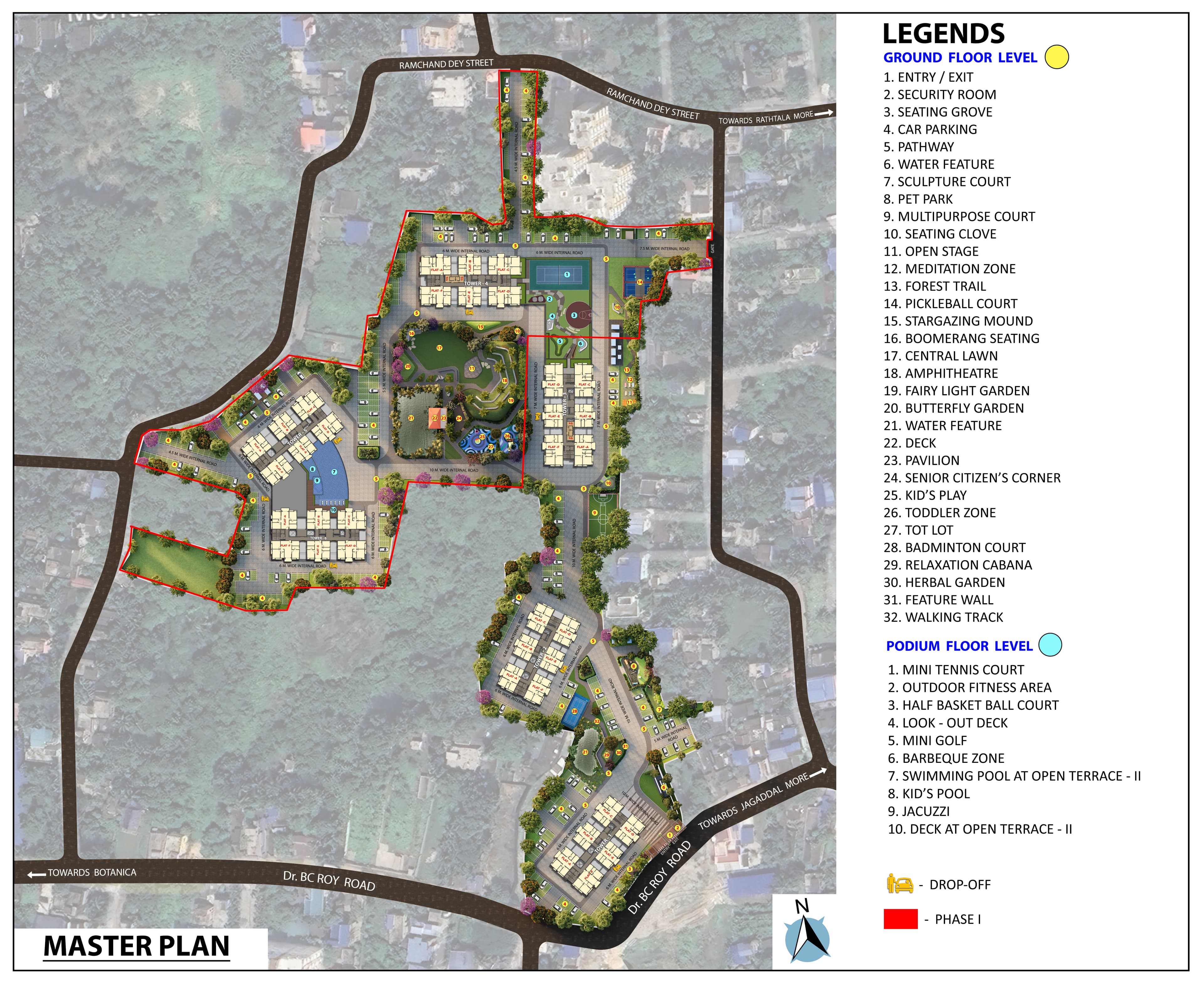Orizon master plan showing all 6 towers, podiums and amenity zones